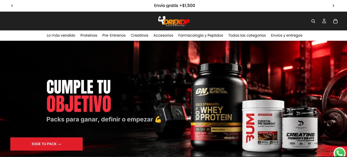Portada de la tienda en línea Suplementos Drekop